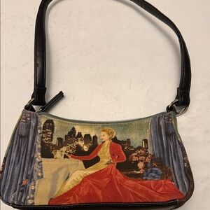 Vintage-Inspired Red & Cream Tapestry Shoulder Bag